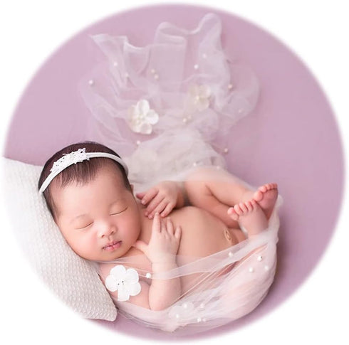Zeroest Newborn Photo Props Photography Wrap for Babies Lace-Tulle Wraps Blanket Baby Boy Girl Photo Shoot Outfits (Cream)...